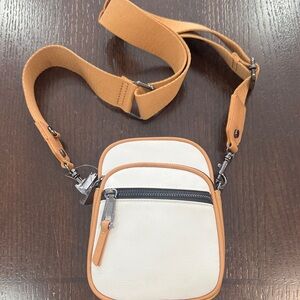 Aldo White and Tan Crossbody Belt Bag